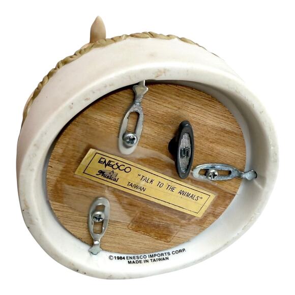 Enesco MUSIC BOX Talk To The Animals Cherub Angel Deer Fruit Basket Ceramic 1984 - Picture 6 of 9